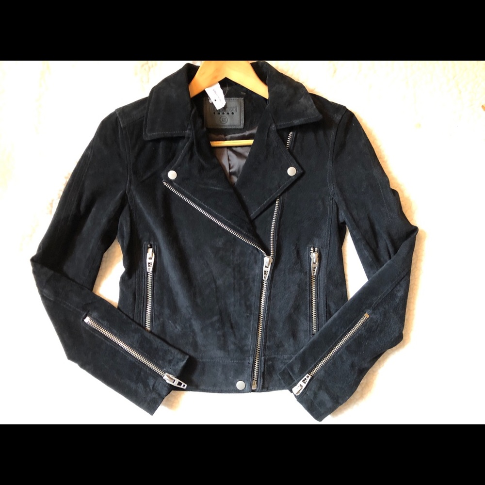 BLANKNYC women’s suede leather Moto jacket